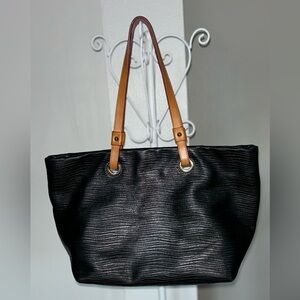Dooney & Bourke Black Leather Grommet Shopper style